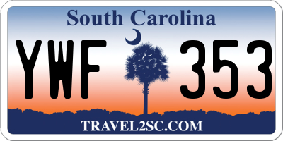 SC license plate YWF353