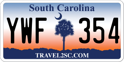 SC license plate YWF354
