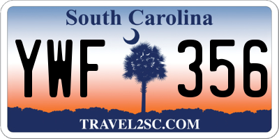 SC license plate YWF356