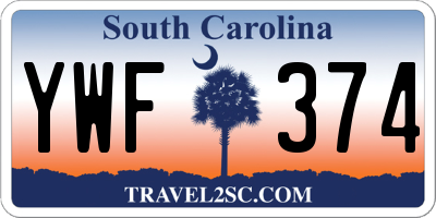 SC license plate YWF374