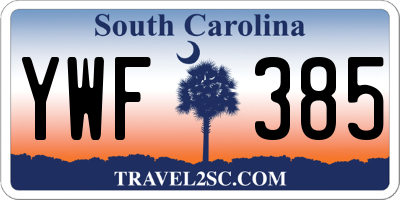 SC license plate YWF385