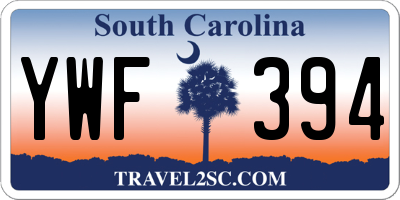 SC license plate YWF394