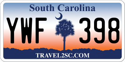 SC license plate YWF398