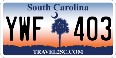 SC license plate YWF403