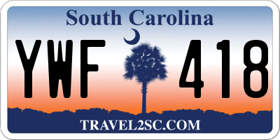 SC license plate YWF418
