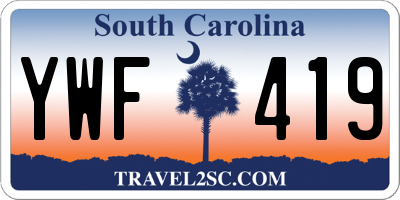 SC license plate YWF419