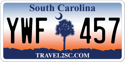 SC license plate YWF457