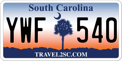 SC license plate YWF540