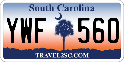 SC license plate YWF560