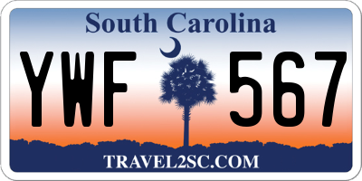 SC license plate YWF567