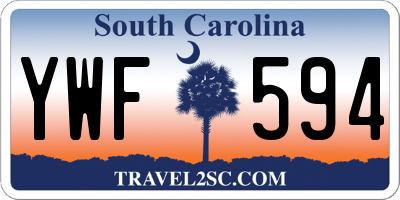 SC license plate YWF594