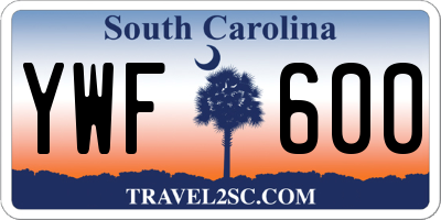 SC license plate YWF600
