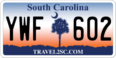 SC license plate YWF602