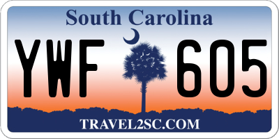 SC license plate YWF605