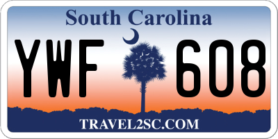 SC license plate YWF608
