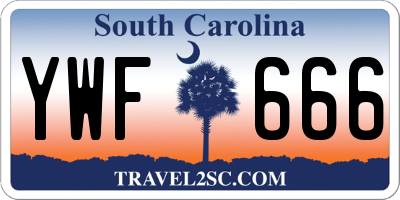 SC license plate YWF666