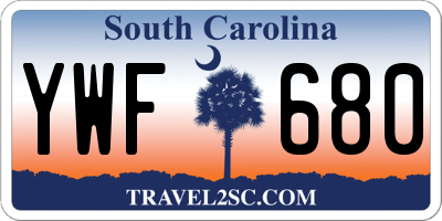 SC license plate YWF680
