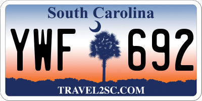 SC license plate YWF692