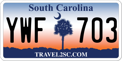 SC license plate YWF703