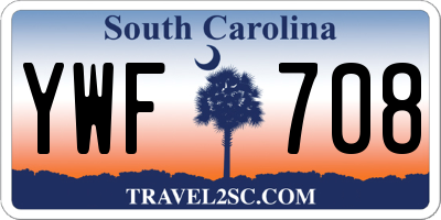 SC license plate YWF708