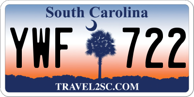 SC license plate YWF722