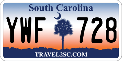 SC license plate YWF728