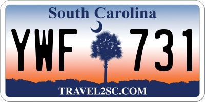 SC license plate YWF731