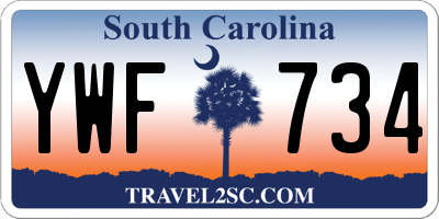 SC license plate YWF734