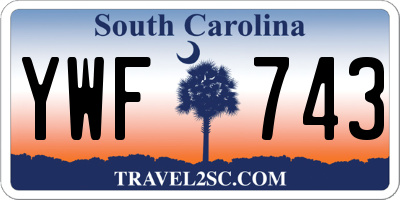 SC license plate YWF743