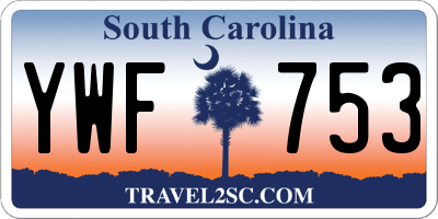 SC license plate YWF753