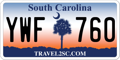 SC license plate YWF760