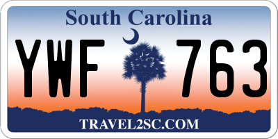 SC license plate YWF763