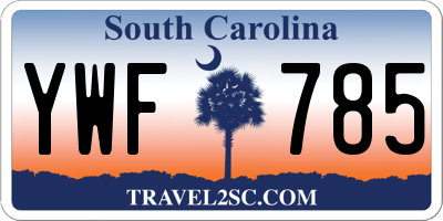 SC license plate YWF785