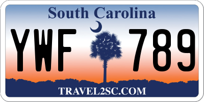 SC license plate YWF789