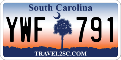 SC license plate YWF791