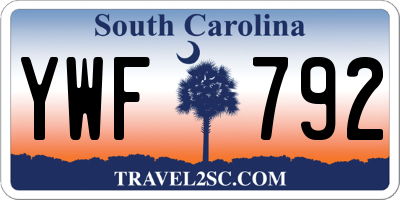 SC license plate YWF792