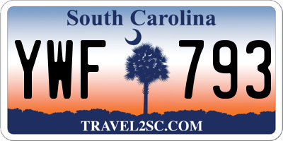 SC license plate YWF793