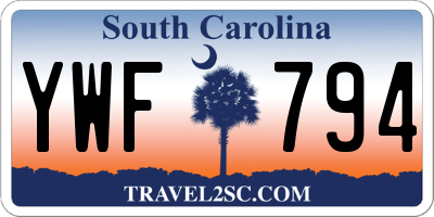 SC license plate YWF794