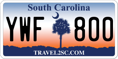 SC license plate YWF800
