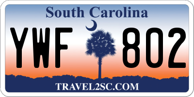 SC license plate YWF802