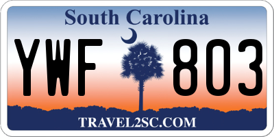 SC license plate YWF803