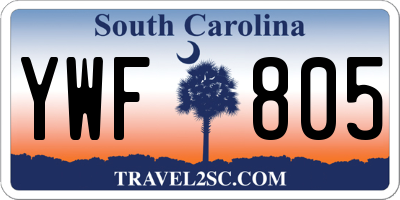 SC license plate YWF805