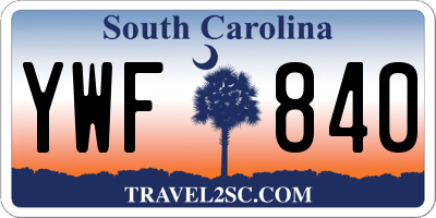 SC license plate YWF840