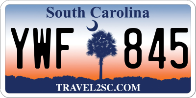 SC license plate YWF845