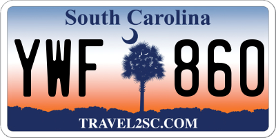 SC license plate YWF860