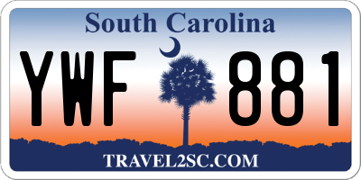 SC license plate YWF881