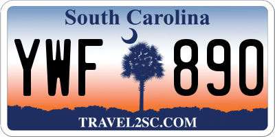 SC license plate YWF890