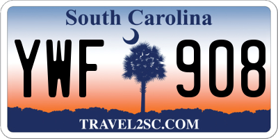 SC license plate YWF908
