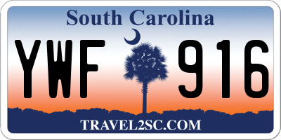 SC license plate YWF916