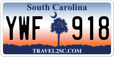 SC license plate YWF918